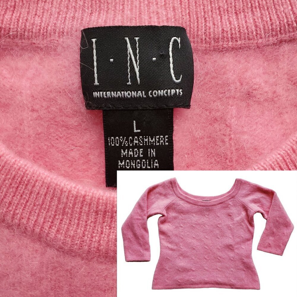INC Girls 100% Cashmere Barbie Pink Sweater Size L